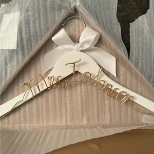 White Bridal Hanger with “Mrs. Johnson”